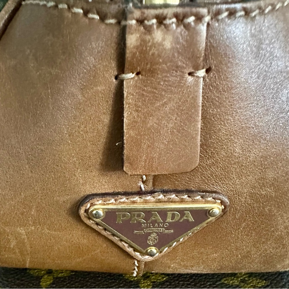 Prada Olive* and Brown Satchel with Leather Trim - Picture 7 of 8